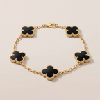 Vintage Alhambra Five Motifs Black Clover Bracelet