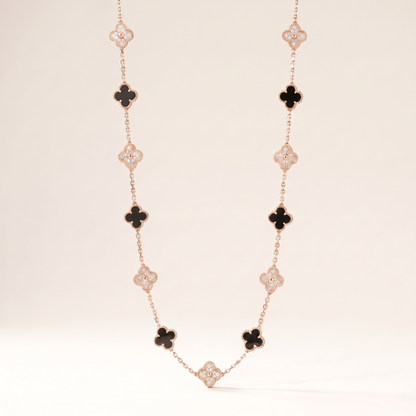 Vintage Alhambra Onyx 20 Motifs Long Necklace