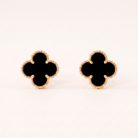 Vintage Alhambra Onyx Motif Earrings