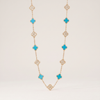Vintage Alhambra Turquoise 20 Motifs Long Necklace